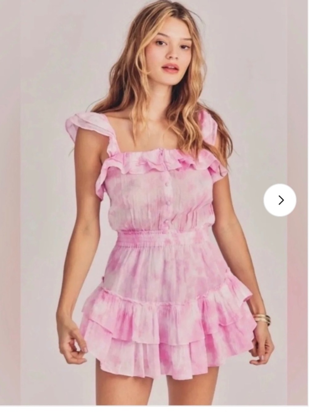 LoveShackFancy marina Ruffled Mini Dress pink tie-dye women’s size XS